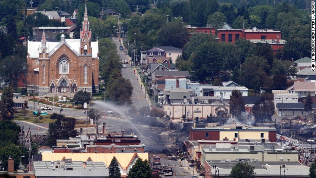 A view of the town from a lookout point at Lac Megantic, Quebec, July 7.