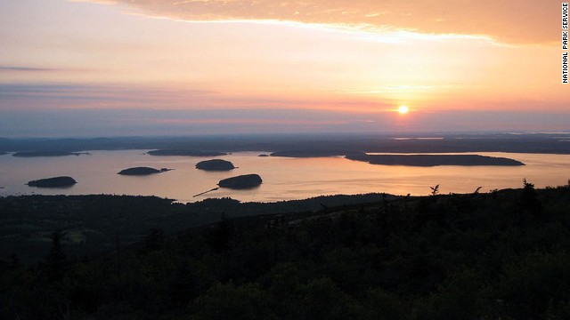 The tallest peak on Acadia's Mount Desert Island, Cadillac Mountain, is a popular place to watch the sun rise.