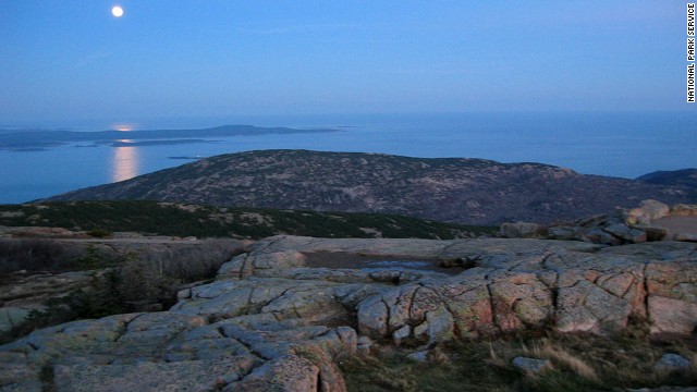 Cadillac Mountain, also the tallest peak on the Atlantic coast at 1,530 feet, is a great place to watch the moon rise.