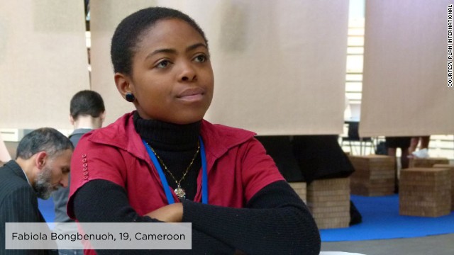 As a secondary school student in rural Cameroon, Fabiola, 19, became a member of Plan Cameroon's Youth Empowerment through Technology, Arts and Media project, producing youth media to raise awareness around gender issues and help girls' access their rights. In 2011, she participated in the 55th Session of the Commission on the Status of Women and was inspired to establish Girls on the Front (G-Front), an association that aims to ensure girls have more opportunities to promote and defend their rights locally, nationally and internationally.