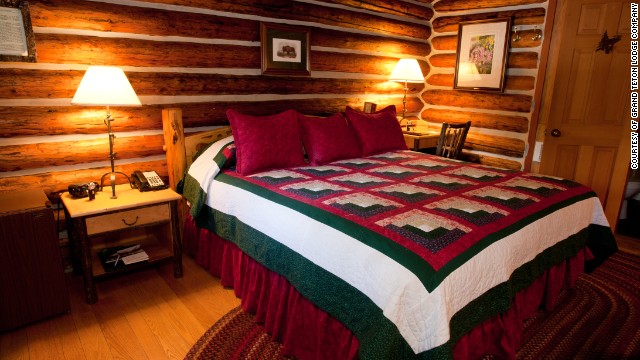 Authentic log walls, handmade quilts and down comforters make nights cozy in the Jenny Lake Lodge cabins in Grand Teton National Park.