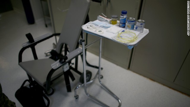 This is the restraint chair used to force-feed detainees on hunger strike at the detainee hospital at Camp Delta.