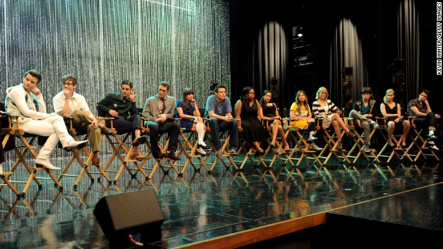 The cast of "Glee" appears at the 300th musical performance special taping on October 26, 2011, at Paramount Studios in Los Angeles. 