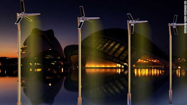 This flower shaped streetlamp is powered solely by the elements. A concept by industrial designers Zhou Qian and Tao Ma, the petals are both solar panels and a wind turbine, combining the two renewable energies to ensure power in all conditions. Generated energy is stored in on-board batteries, which is then relayed to a set of LED lights after dark.