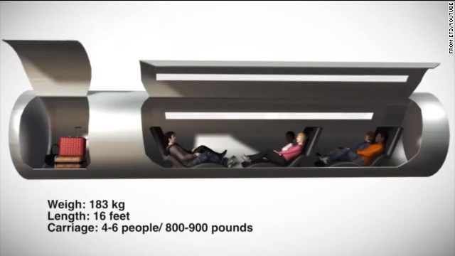 Under this proposal by transportation firm ET3, each passenger capsule would hold 4 to 6 people, plus their luggage.
