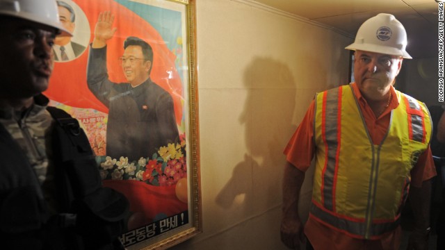 Panamanian President Ricardo Martinelli inspects the North Korean ship on July 16.