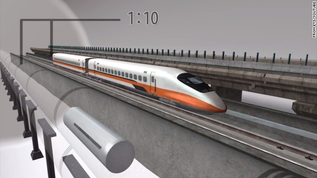 ET3 claims such a vacuum-tube system could be built for one-tenth the cost of high-speed rail, or one-fourth the cost of a freeway.