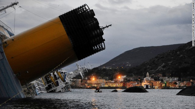 The Concordia, pictured on January 15, 2012, was on a Mediterranean cruise from Rome when it hit rocks off the coast of Giglio.