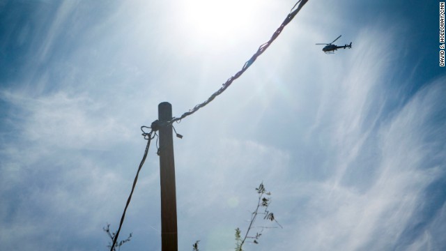 A border patrol helicopter flies above the Rio Grande on July 14.