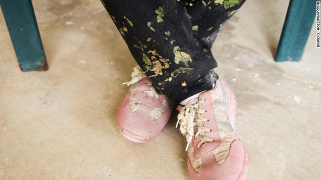 The shoes of a Guatemalan undocumented immigrant named Luz, who was found on the El Tule Ranch and surrendered on July 15. She crossed with several other migrants, with the help of a "coyote" or smuggler. The group split up to run from border patrol shortly before she was found on the ranch.