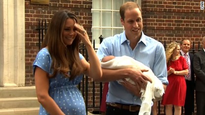 Proud parents Prince William and the Duchess of Cambridge appear with their new baby son and heir to the British throne. 