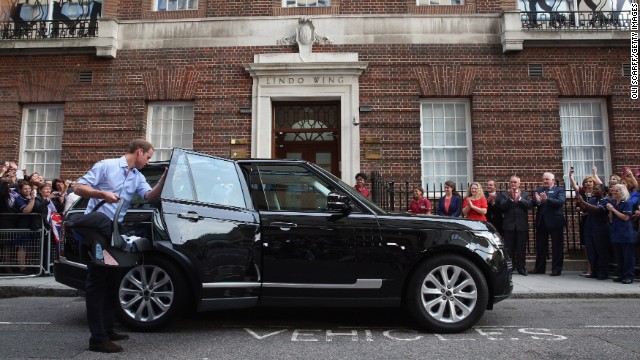 Prince William gets ready to depart St. Mary's Hospital.