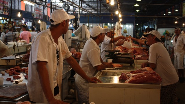 A busy fish market in Manaus, a city that consumes more fish per person per year than the entire rest of Brazil, and includes fish from the Rio Negro and Amazon Rivers not found in any other part of the world.