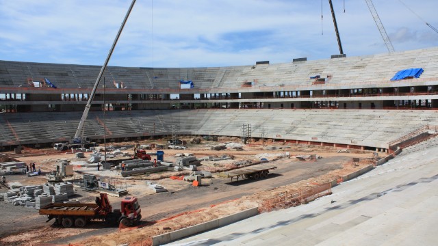 Construction continues at the Arena da Amazonia in June 2013.