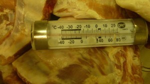 This photo, also from a crew member, indicates that this meat has not been stored at the correct temperature.