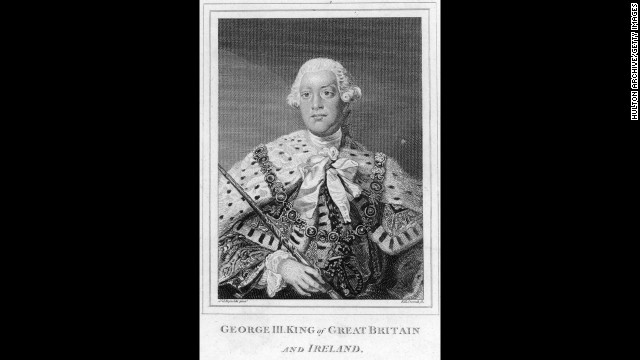 King George III: The leader of Great Britain when the American colonists revolted and third of six King Georges.