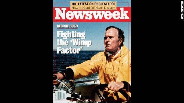 In 1987, Newsweek caused a stir when it ran a cover of Vice President George H.W. Bush titled "Fighting the 'Wimp Factor." It was a year before the election that would promote Bush to the presidency, at a time when the country was debating his qualifications. The magazine <a href='http://politicalticker.blogs.cnn.com/2012/07/29/romney-shrugs-off-magazines-wimp-cover/'>reprised the "Wimp Factor"</a> phrase in 2012, this time referring to GOP presidential nominee Mitt Romney.