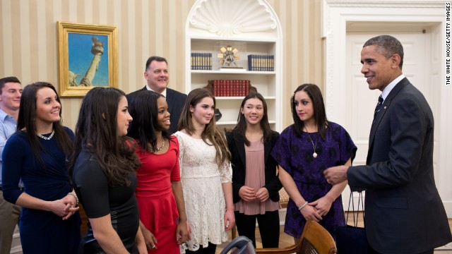 Douglas met U.S. President Barack Obama at The White House just a few months after her stunning performances in London.