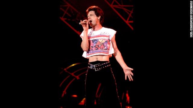 Even as the fashion shifted to favor wider pant legs for men, Jagger stuck close to his personal style in 1989. 