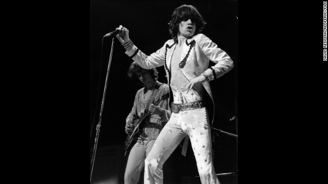 In the early '70s, Jagger took a liking to revealing jumpsuits crafted by designer Ossie Clark. This pearl white velour number, bedazzled with sequins, <a href='http://www.christies.com/lotfinder/memorabilia/the-rolling-stonesmick-jagger-5634713-details.aspx' >was auctioned at Christie's</a> for around $32,000 in November 2012.