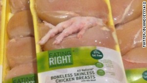 Chicken foot mixed in with breasts - in other countries, this counts as a bonus.