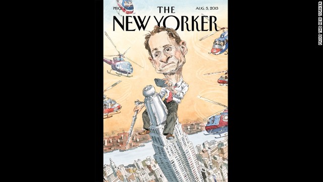 New York City mayoral candidate Anthony Weiner found himself in hot water once again after admitting he had online relationships with three women after his 2011 resignation from Congress. The New Yorker magazine's August 5 cover depicted Weiner as King Kong, taking a photo with a cell phone atop the Empire State Building.