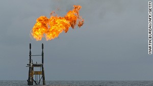 An oil well off the Angolan coast -- the country is dripping with oil wealth and a lot of it ends up in Luanda.