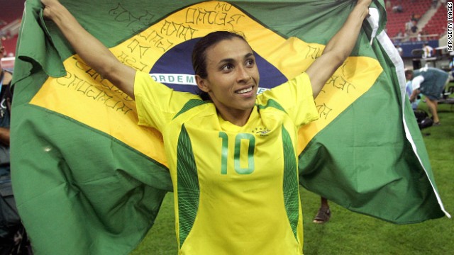 Marta has been an inspiration to young Brazilian girls who want to play football. At the age of 14 she was invited to join Vasco de Gama in Rio de Janeiro where she began to play with the girls' team and establish herself as the nation's most promising female player.