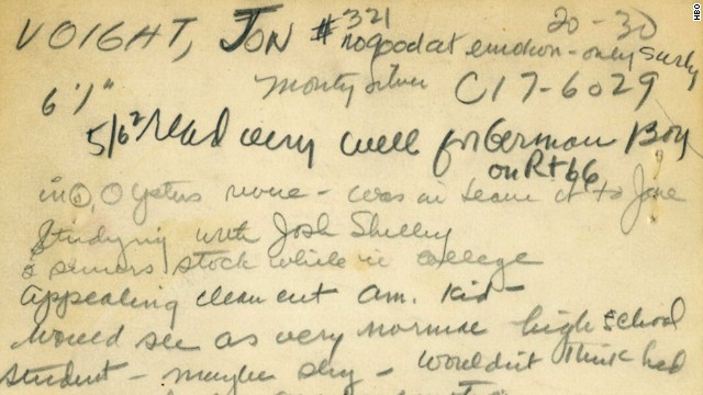 Marion Dougherty changed Hollywood through her casting expertise. She kept detailed index cards on everybody -- including the one here for Jon Voight, whom she cast in a TV show and, much later, in "Midnight Cowboy."