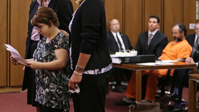 Michelle Knight speaks during the sentencing phase for Ariel Castro Thursday, August 1, in Cleveland. 