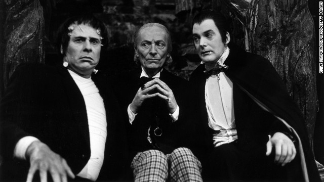 William Hartnell (centre) stars as the first ever Doctor (1963-1966) and is pictured alongside Dracula and Frankenstein's monster in "The Chase" on May 2, 1965.