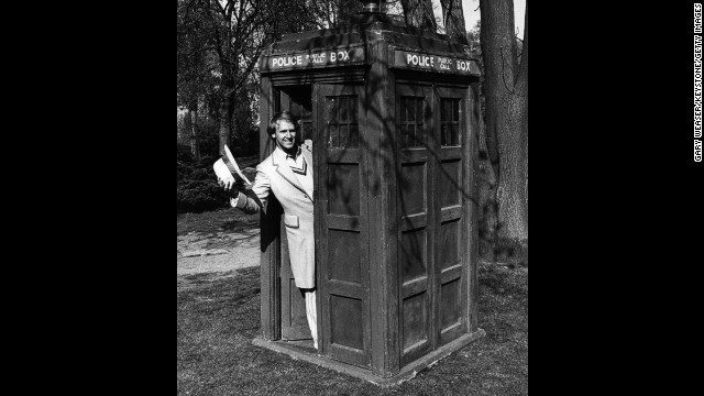 Peter Davison, the fifth Doctor from 1981-1984, poses in the Tardis at BBC Television Centre on April 15, 1981.