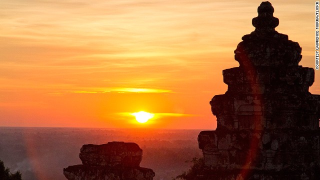 Phnom Bakheng is a popular place for viewing its larger neighbor, Angkor Wat, at dusk.