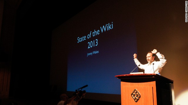 Jimmy Wales told the "Wikimania" conference that Wikipedia now has 8 languages with over 1 million articles. 