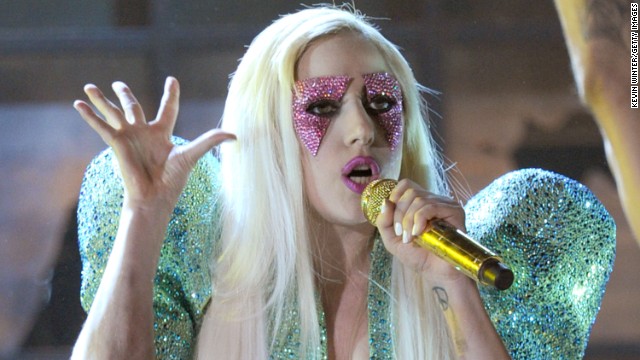 Lady Gaga onstage during the 52nd Annual Grammy Awards in 2010.