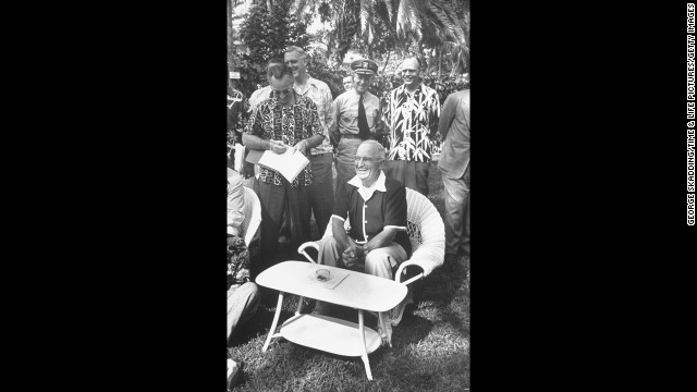 President Harry Truman holds a press conference during a vacation in 1951.