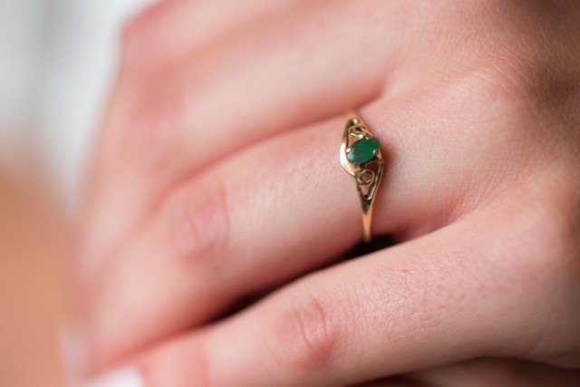 Alison Spann wears a ring her father had made for her mother.