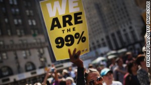 Occupy Wall Street protesters demonstrate in New York City in October 2011.