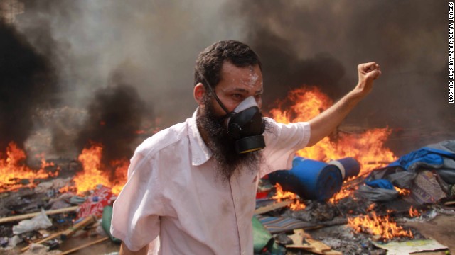 A Morsy supporter during clashes with police in Cairo on August 14.
