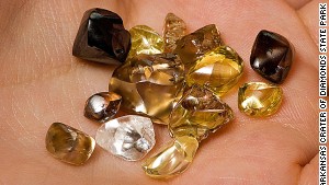 White, brown and yellow diamonds are found at the park. 