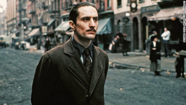 De Niro performs a scene in "The Godfather Part II" in 1974 in New York. The actor won his first Oscar, for best supporting actor, for his performance as the young Vito Corleone.