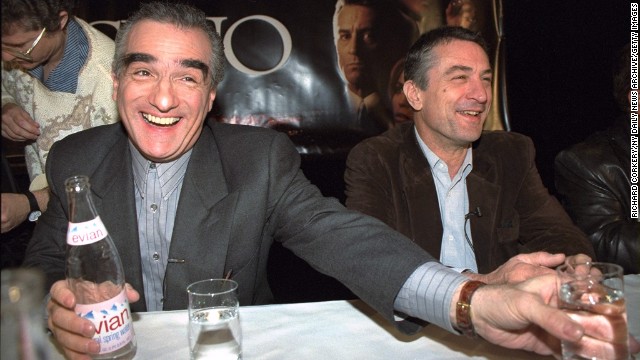 Scorsese, left, and De Niro have a laugh at a news conference to promote the 1995 movie "Casino." The film marked their eighth collaboration.