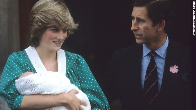 Diana and Charles leave St. Mary's Hospital after the birth of their first son, Prince William, on July 22, 1982, in London. 