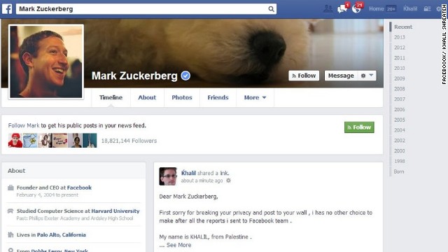 'Hackean' la página de Facebook de Mark Zuckerberg para probar un fallo de seguridad