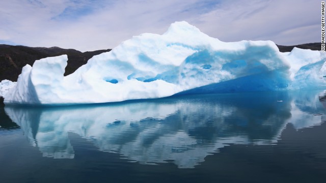Calved icebergs from the Twin Glacier float July 30 near Qaqortoq.