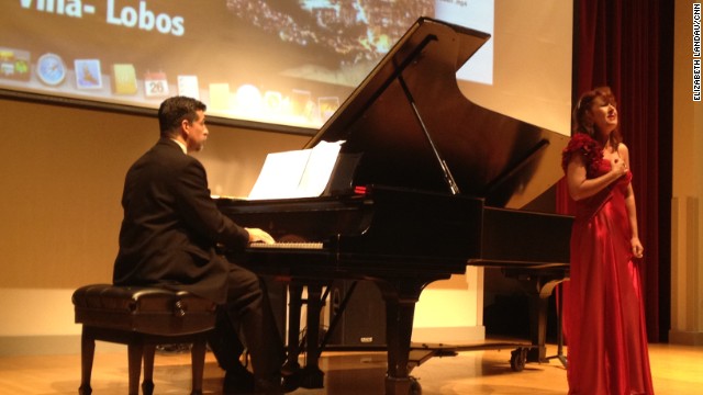 Carlos H. Costa and Joana Christina Brito de Azevedo perform at the Interdisciplinary Society for Quantitative Research in Music and Medicine meeting in Athens, Georgia. Researchers looking at the effects of music on the body and mind presented at the conference. 