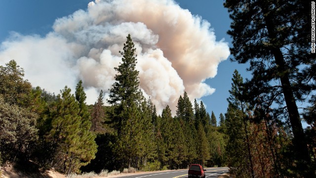 Smoke from the Rim Fire is seen near Hardin Flat outside Yosemite National Park on August 23. 