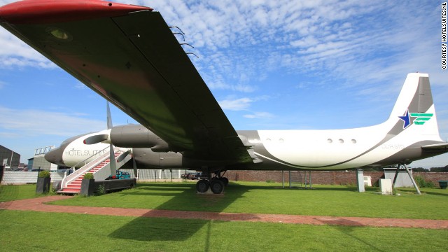 The Hotel Suite in the Netherlands consists of a completely intact 1960 Ilyushin Il-18 converted into a hotel suite for two. 