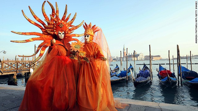 The Venice Carnival is famous for the elaborate masks worn by the city's revelers. The festival, which supposedly has its origins in the 12th century, attracts nearly 3 million visitors each year. 