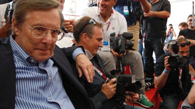 Director William Friedkin, left, poses with photographers at the photo call for his Golden Lion Lifetime Achievement award on August 29.